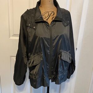 Free People Dark Olive green rain windbreaker lightweight zip front jacket L